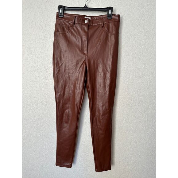 Aritzia Wilfred Free Charm Pant Patina Brown Faux Leather Size 6 - Picture 2 of 8